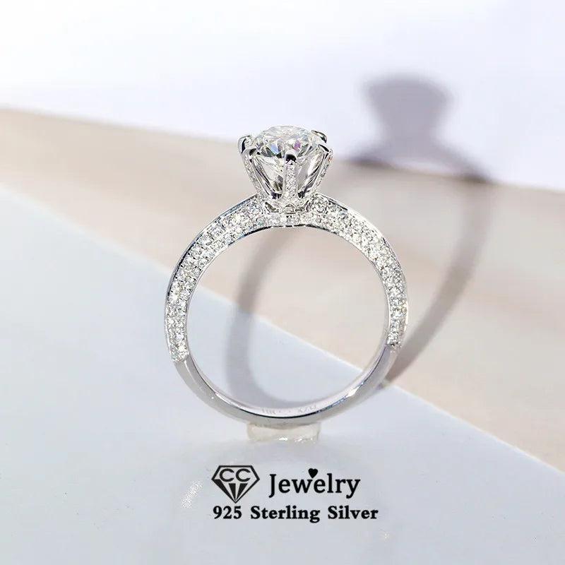 Sterling Silver Zirconia Ring Bridal Wedding Fine Jewelry