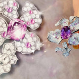 Eternity Amethyst Flower Rings Silver Bling Zirconia Wedding Engagement