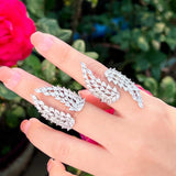 CWWZircons Angel Wing CZ Open Cuff Ring for Women Wedding Evening R272