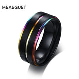 Rainbow Stainless Steel Rings Men 8mm Size