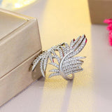 Pera Cross Leaf CZ Open Band Resizable Ring R125