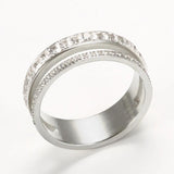 Double Layer CZ Stainless Steel Ring