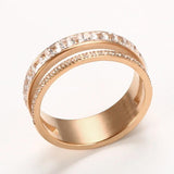 Double Layer CZ Stainless Steel Ring