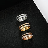 Double Layer CZ Stainless Steel Ring