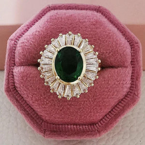 Green Oval Engagement Ring For Women Lady Anniversary Gift