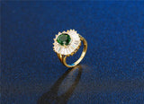Green Oval Engagement Ring For Women Lady Anniversary Gift