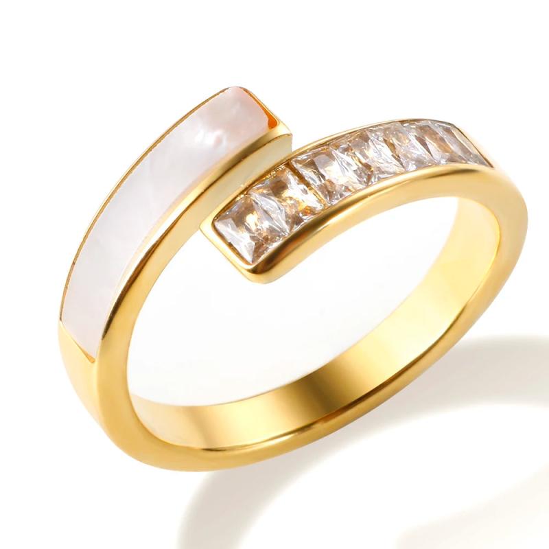 Crystal Zircon Cross Ring Stainless Steel Female Jewelry