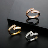 Crystal Zircon Cross Ring Stainless Steel Female Jewelry