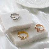 Crystal Zircon Cross Ring Stainless Steel Female Jewelry