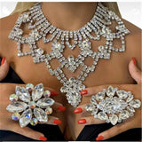 Adjustable Rhinestone Flower Wedding Ring, Crystal Round Open Finger Jewelry