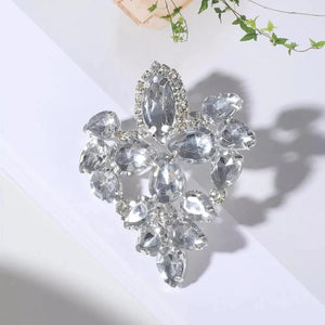 Adjustable Rhinestone Flower Wedding Ring, Crystal Round Open Finger Jewelry