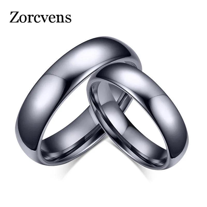 Silver Tungsten Carbide Wedding Band Engagement Ring for Couple