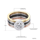 Colorful CZ Crystal Life Tree Rings Titanium Steel Wedding Engagement