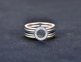 Colorful CZ Crystal Life Tree Rings Titanium Steel Wedding Engagement