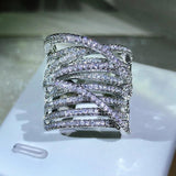 Wide Twisted Ring with Zircon Statement CZ Jewelry