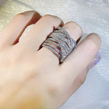 Wide Twisted Ring with Zircon Statement CZ Jewelry