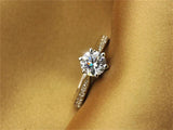 Tibetan Silver Ring Rhinestones Cubic Zircon Women Allergy Engagement Band
