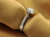 Tibetan Silver Ring Rhinestones Cubic Zircon Women Allergy Engagement Band