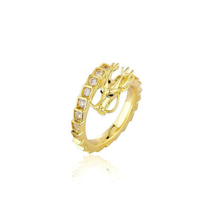 National Style Chinese Dragon Ring CZ Zircon Heroic Spirit Dragon Rings
