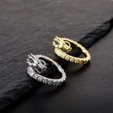 National Style Chinese Dragon Ring CZ Zircon Heroic Spirit Dragon Rings
