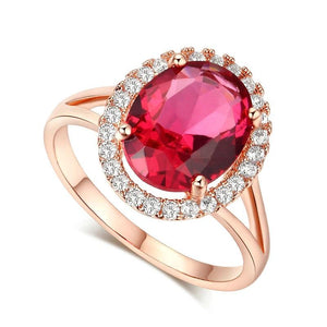 Red Stone Crystal Wedding Ring Top Rose Austrian Crystals R227