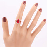 Red Stone Crystal Wedding Ring Top Rose Austrian Crystals R227