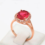 Red Stone Crystal Wedding Ring Top Rose Austrian Crystals R227