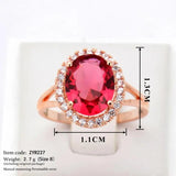 Red Stone Crystal Wedding Ring Top Rose Austrian Crystals R227
