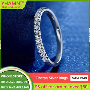 Tibetan Silver Ring with Cubic Zircon Stone - Wedding Band for Women