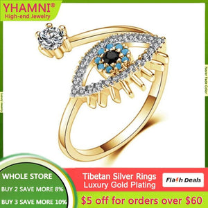 Bohemia Evil Eye Ring Adjustable Tibetan Silver Wedding Band Jewelry