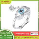 Bohemia Evil Eye Ring Adjustable Tibetan Silver Wedding Band Jewelry