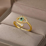 Bohemia Evil Eye Ring Adjustable Tibetan Silver Wedding Band Jewelry
