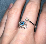 Bohemia Evil Eye Ring Adjustable Tibetan Silver Wedding Band Jewelry
