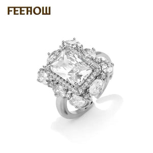 Green Zircon Ring for Women Wedding Engagement Cocktail Party FR5161