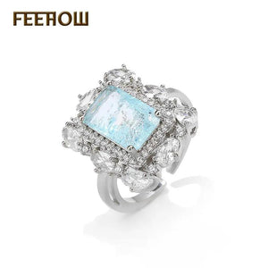 Green Zircon Ring for Women Wedding Engagement Cocktail Party FR5161