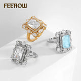 Green Zircon Ring for Women Wedding Engagement Cocktail Party FR5161