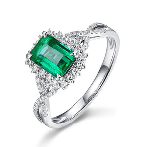 Square Emerald Ring Style Finger Rings Engagement Wedding Tibetan Silver Jewelry