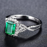 Square Emerald Ring Style Finger Rings Engagement Wedding Tibetan Silver Jewelry