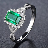 Square Emerald Ring Style Finger Rings Engagement Wedding Tibetan Silver Jewelry