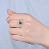 Square Emerald Ring Style Finger Rings Engagement Wedding Tibetan Silver Jewelry