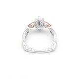 Orange Zircon Water Drop Ring Silver Flower Jewelry
