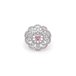 Hainon Crystal Flower Engagement Ring CZ Wedding Finger Rings