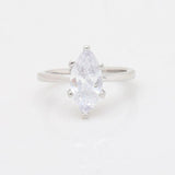 Hainon Wedding Crystal Silver Rings Engagement Oval Clear Cubic Zircon Ring