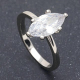 Hainon Wedding Crystal Silver Rings Engagement Oval Clear Cubic Zircon Ring