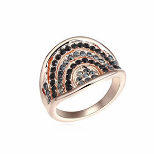 Vintage Women's Big Rhinestone Rose Ring Wedding Jewelry