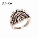 Vintage Women's Big Rhinestone Rose Ring Wedding Jewelry