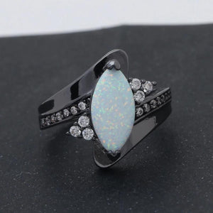 Fire Opal Ring Gun Plated Wedding Jewelry Size 6-8