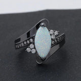 Fire Opal Ring Gun Plated Wedding Jewelry Size 6-8