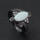 Fire Opal Ring Gun Plated Wedding Jewelry Size 6-8