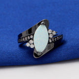 Fire Opal Ring Gun Plated Wedding Jewelry Size 6-8